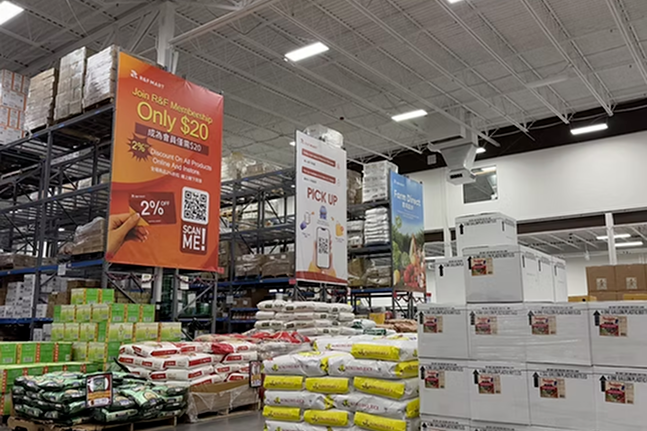 Inside R&F Mart warehouse